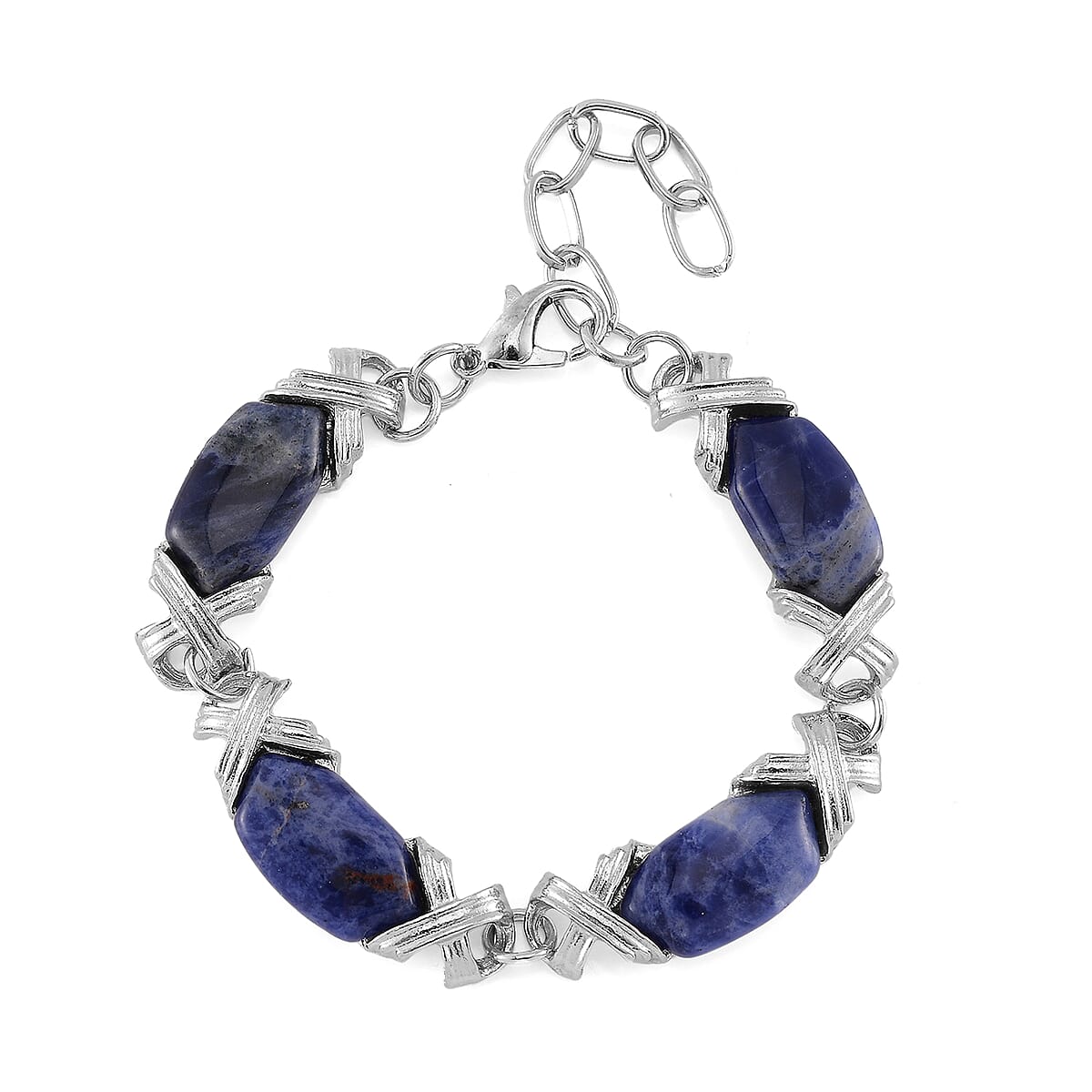 Sodalite 65.00 ctw Molto Kiss Bracelet in Silvertone (6-8In) image number 0