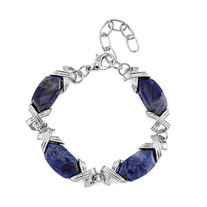 Sodalite 65.00 ctw Molto Kiss Bracelet in Silvertone (6-8In)