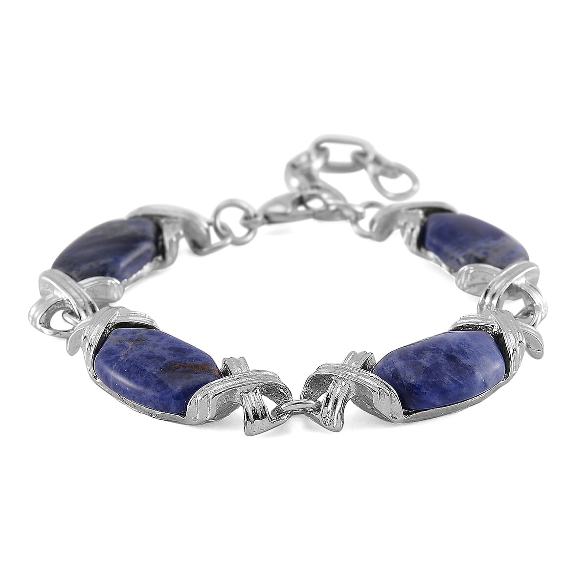 Sodalite 65.00 ctw Molto Kiss Bracelet in Silvertone (6-8In) image number 2