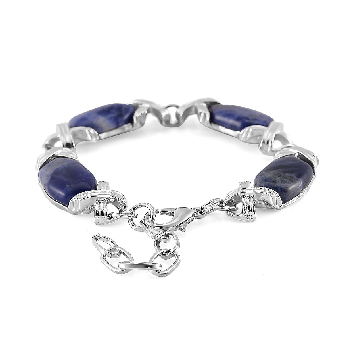 Sodalite 65.00 ctw Molto Kiss Bracelet in Silvertone (6-8In) image number 3