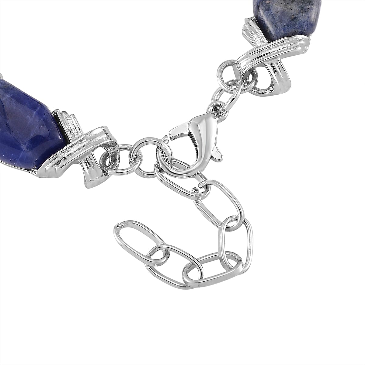 Sodalite 65.00 ctw Molto Kiss Bracelet in Silvertone (6-8In) image number 4