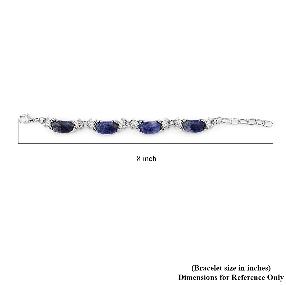 Sodalite 65.00 ctw Molto Kiss Bracelet in Silvertone (6-8In) image number 5
