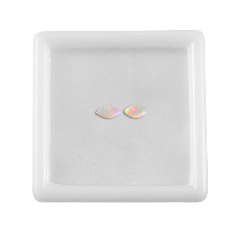 White Opal Set of 2 (Mrq 5x2.5 mm) 0.14 ctw