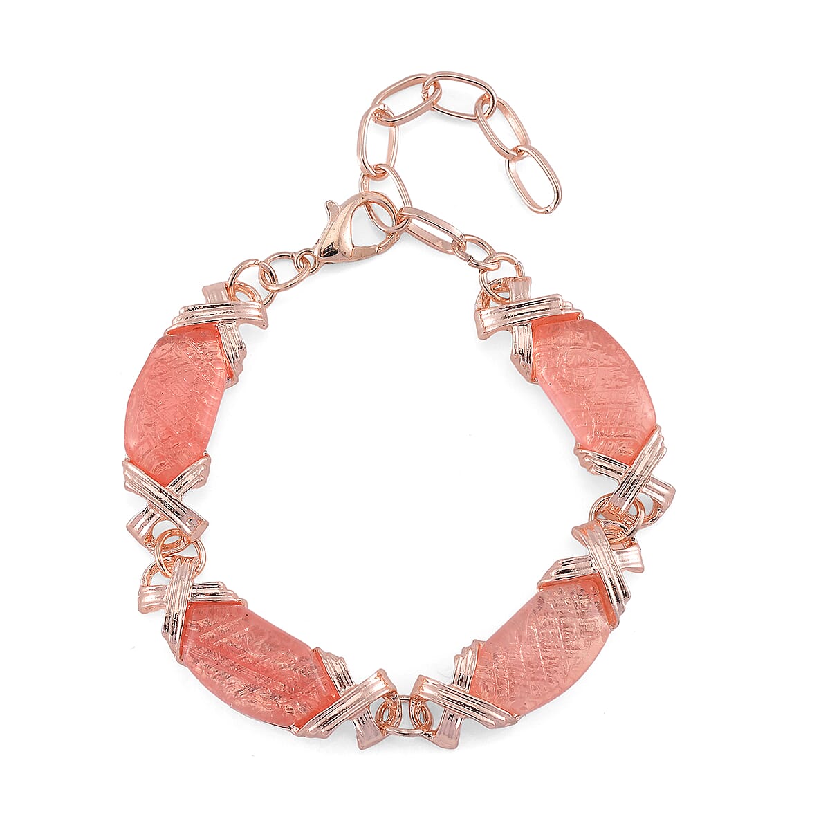 Cherry Quartz 65.00 ctw Molto Kiss Bracelet in Rosetone (6-8In) image number 0