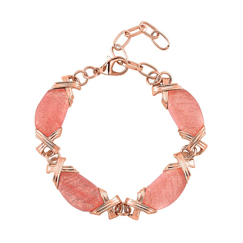 Cherry Quartz 65.00 ctw Molto Kiss Bracelet in Rosetone (6-8In)