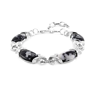 Grey Zabra Jasper 65.00 ctw Molto Kiss Bracelet in Silvertone (6-8In)