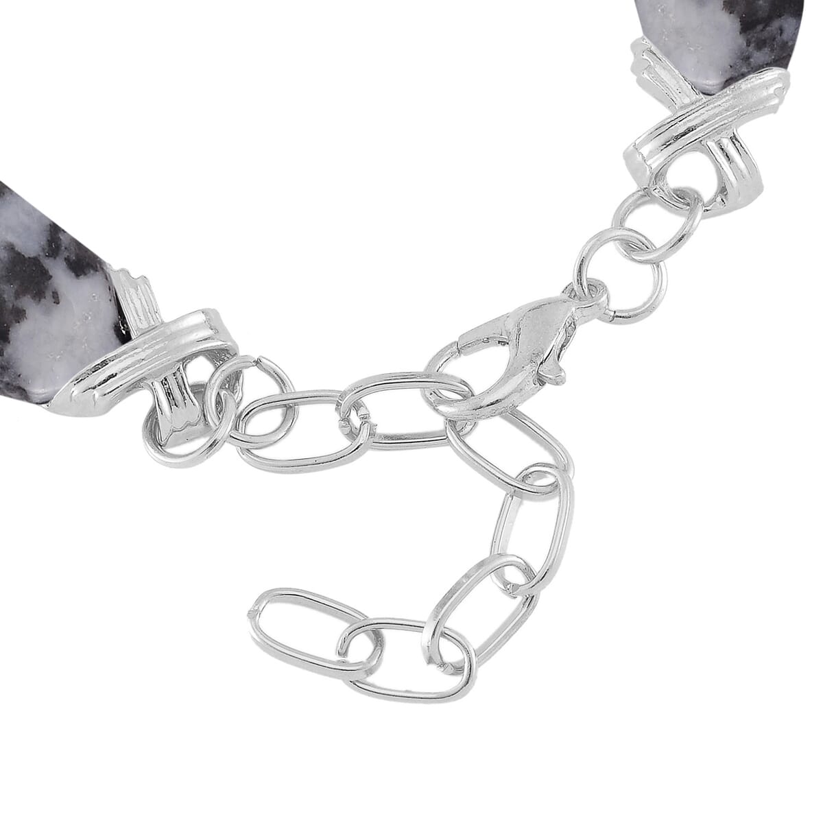 Grey Zebra Jasper 65.00 ctw Molto Kiss Bracelet in Silvertone (6-8In) image number 4