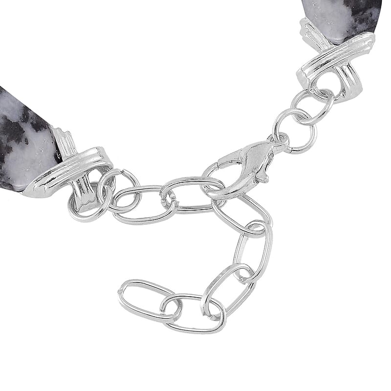 Grey Zabra Jasper 65.00 ctw Molto Kiss Bracelet in Silvertone (6-8In)