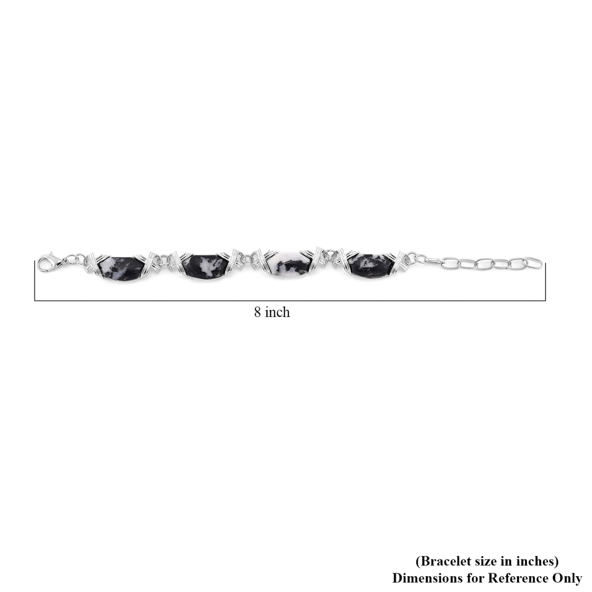 Grey Zebra Jasper 65.00 ctw Molto Kiss Bracelet in Silvertone (6-8In) image number 5
