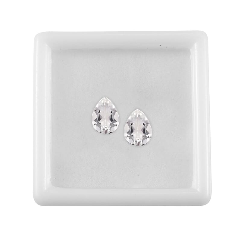 White Topaz Set of 2 (Pear 8x6 mm) 2.36 ctw