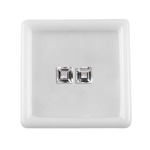 White Topaz Set of 2 (Sqr 6 mm) 2.60 ctw