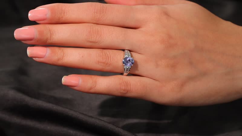 Luxoro 10K White Gold Premium Peacock Tanzanite, White Diamond Ring (Size 7.0) 2.00 ctw