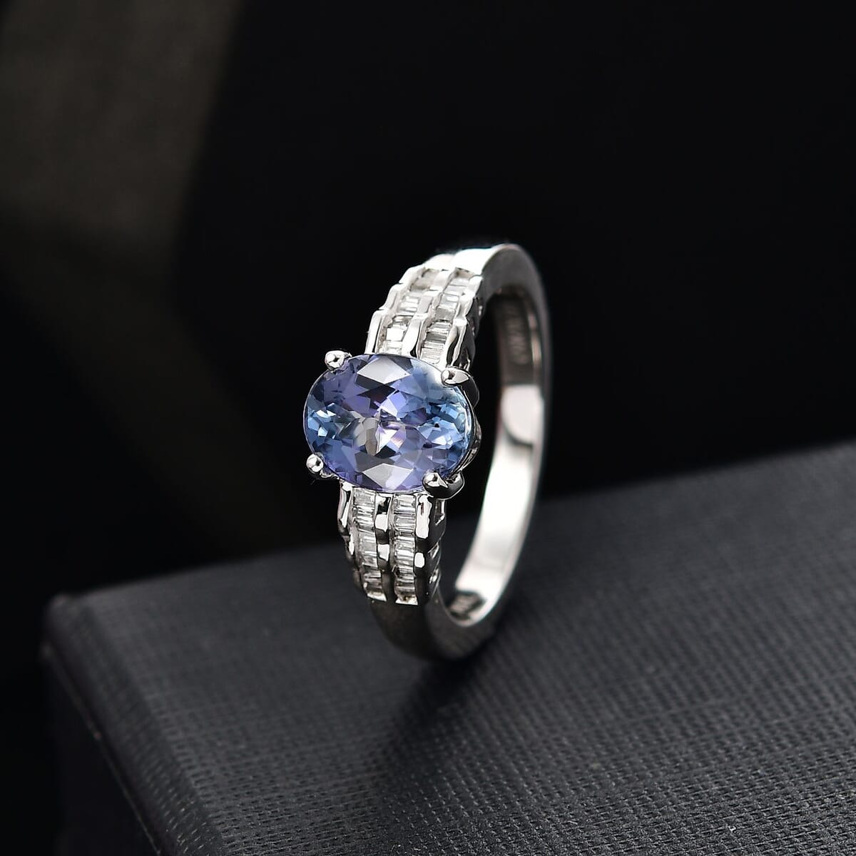 Luxoro Premium Peacock Tanzanite and White Diamond 2.00 ctw Ring in 10K White Gold (Size  8.0) image number 1