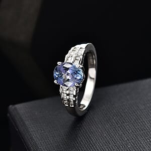 Luxoro Premium Peacock Tanzanite and White Diamond 2.00 ctw Ring in 10K White Gold (Size  8.0)