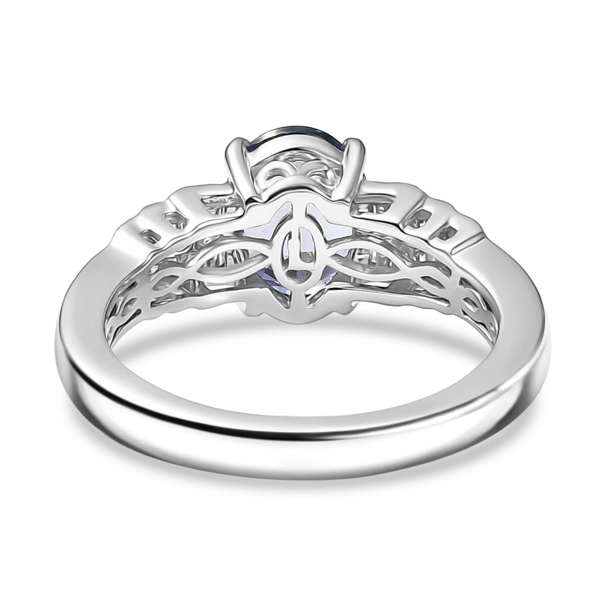 Luxoro Premium Peacock Tanzanite and White Diamond 2.00 ctw Ring in 10K White Gold (Size  8.0) image number 4