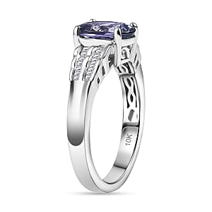 Luxoro Premium Peacock Tanzanite and White Diamond 2.00 ctw Ring in 10K White Gold (Size  8.5)