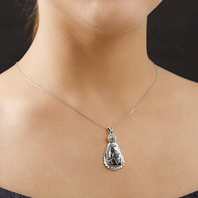 D'Joy Artisan Crafted White Buffalo and Royston Turquoise 13.35 ctw Sunflower Pendant without Chain in Sterling Silver 