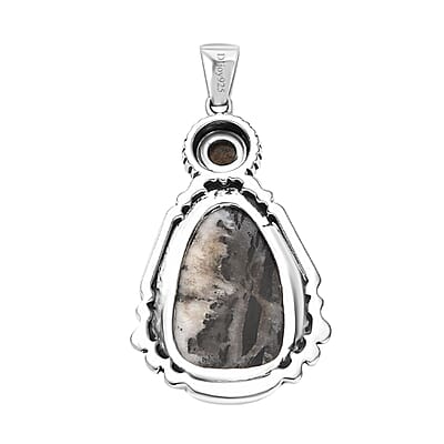 D'Joy Artisan Crafted White Buffalo and Royston Turquoise 13.35 ctw Sunflower Pendant without Chain in Sterling Silver 