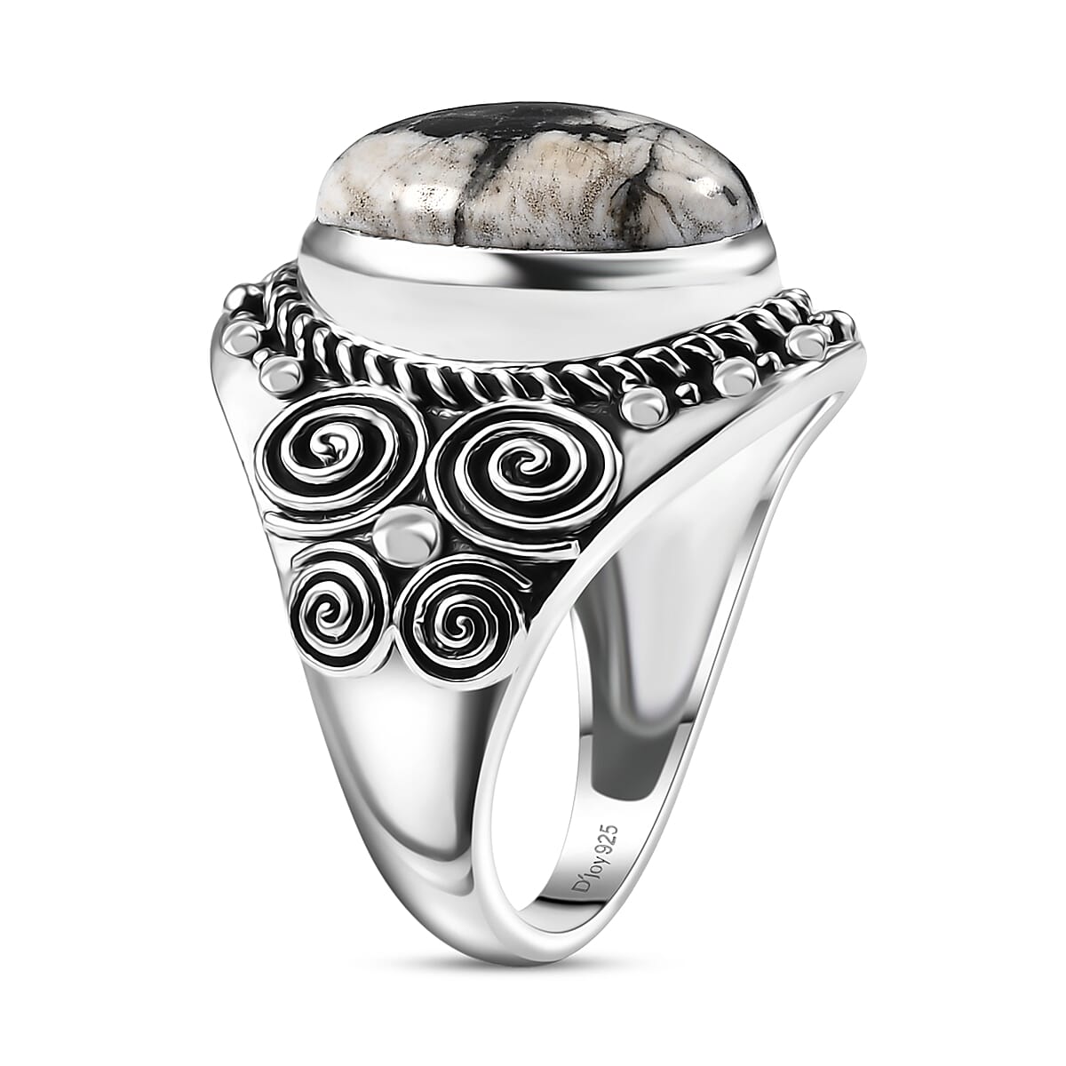 D'Joy Artisan Crafted White Buffalo 5.00 ctw Celestial Ring in Sterling Silver (Size 10.0)