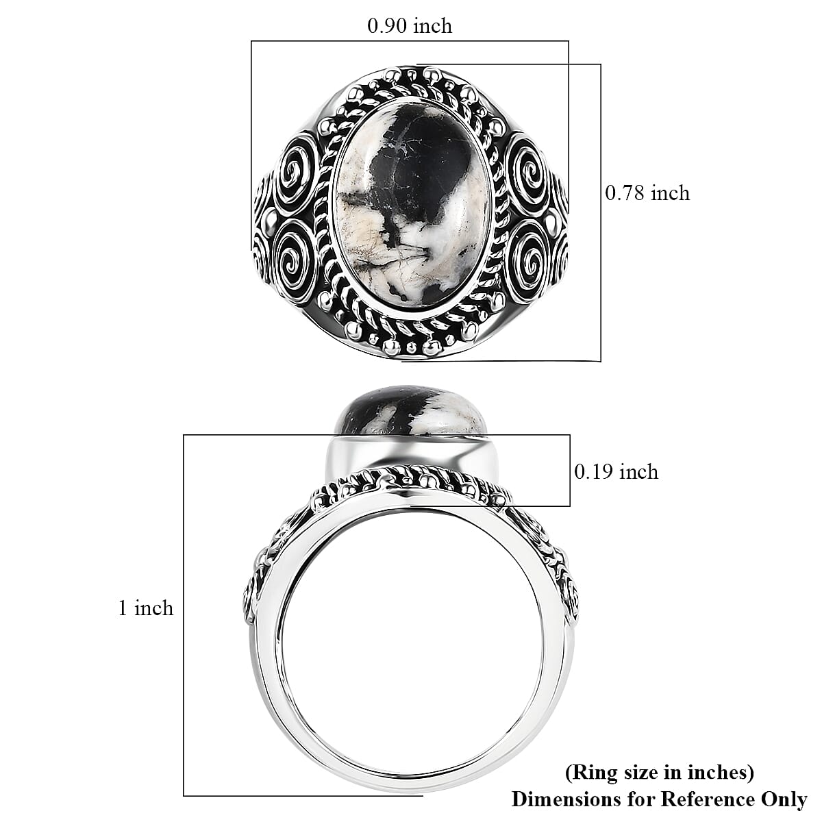 D'Joy Artisan Crafted White Buffalo 5.00 ctw Celestial Ring in Sterling Silver (Size 10.0)