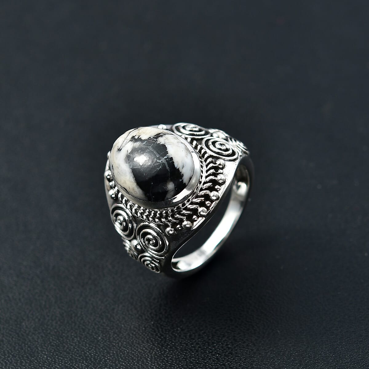 D'Joy Artisan Crafted White Buffalo 5.00 ctw Celestial Ring in Sterling Silver (Size 8.0) image number 1