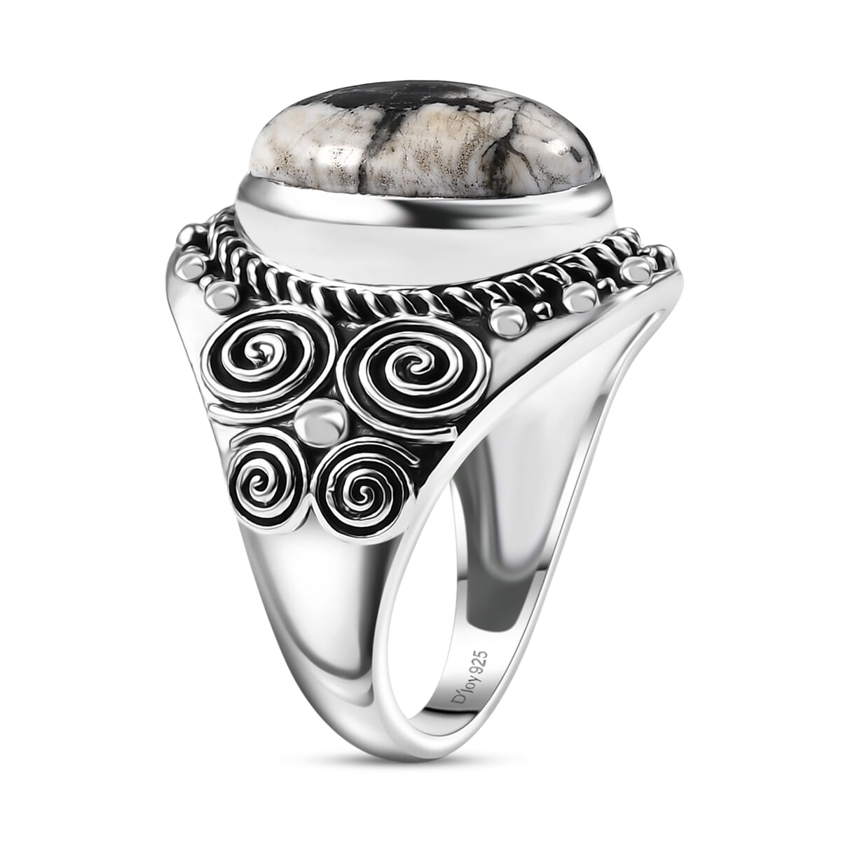 D'Joy Artisan Crafted White Buffalo 5.00 ctw Celestial Ring in Sterling Silver (Size 8.0) image number 3