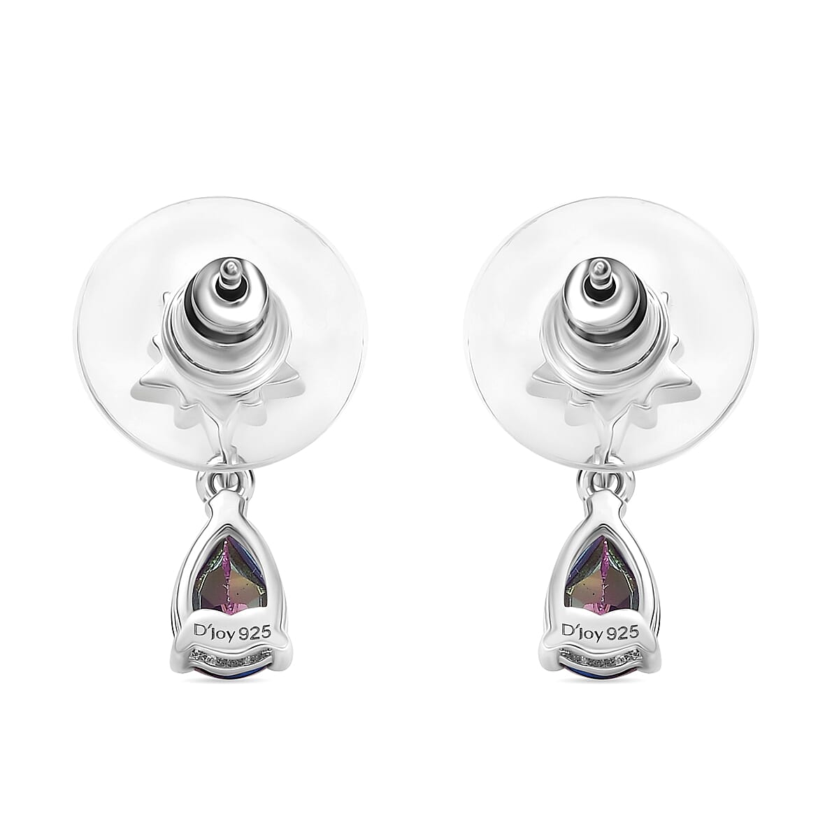 D'Joy Crimson Mystic Topaz and White Zircon 1.85 ctw Star Drop Earrings in Rhodium Over Sterling Silver