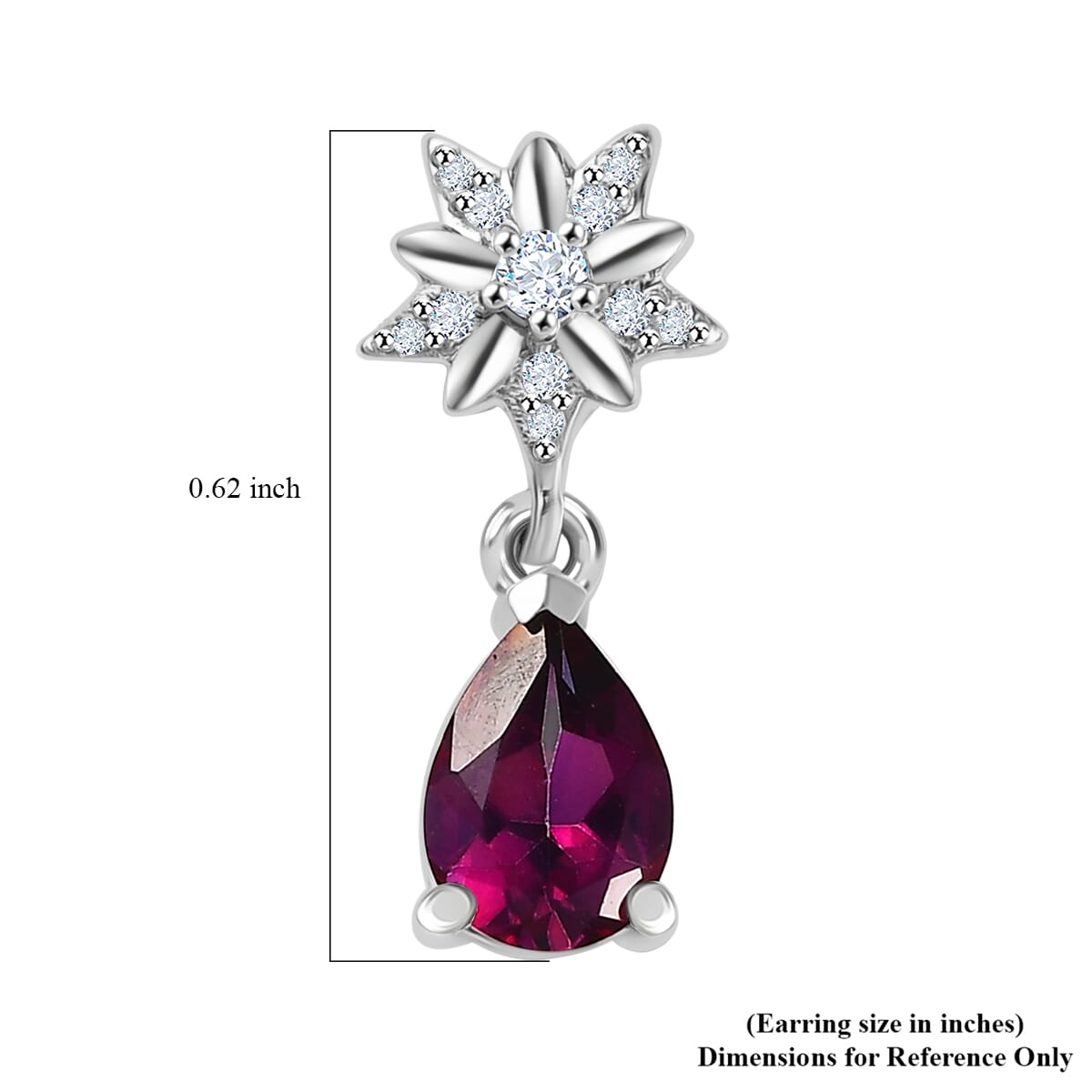 D'Joy Crimson Mystic Topaz and White Zircon 1.85 ctw Star Drop Earrings in Rhodium Over Sterling Silver image number 4