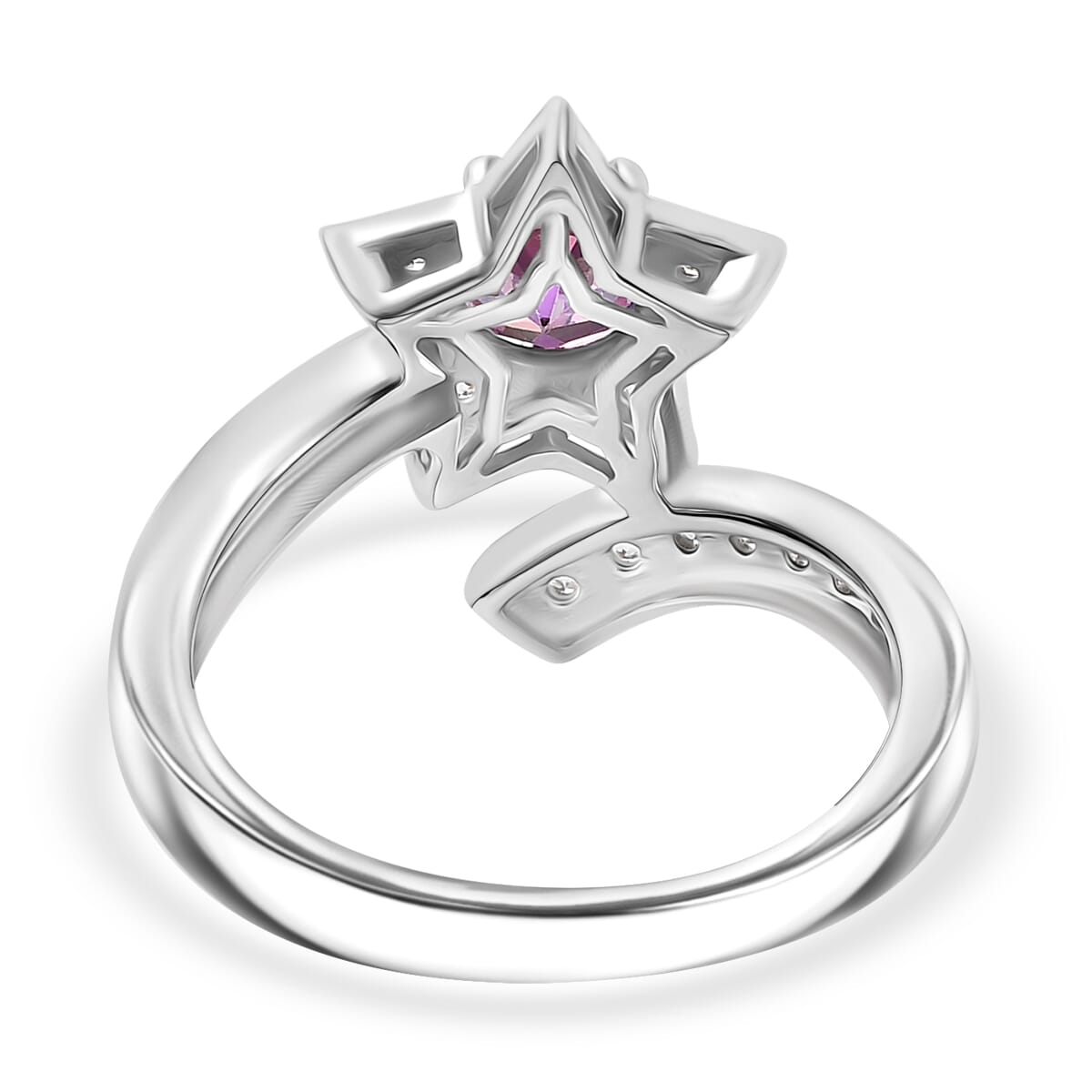 D'Joy Crimson Mystic Topaz and White Zircon 1.30 ctw Shooting Star Ring in Rhodium Over Sterling Silver (Size 8.0) image number 4