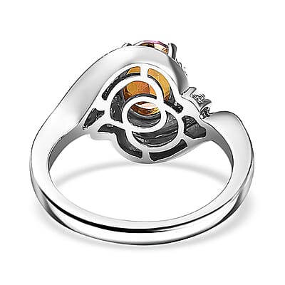 D'Joy Ecstasy Mystic Topaz and White Zircon 1.50 ctw Bypass Ring in Rhodium Over Sterling Silver (Size 10.0)