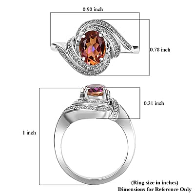D'Joy Ecstasy Mystic Topaz and White Zircon 1.50 ctw Bypass Ring in Rhodium Over Sterling Silver (Size 10.0)