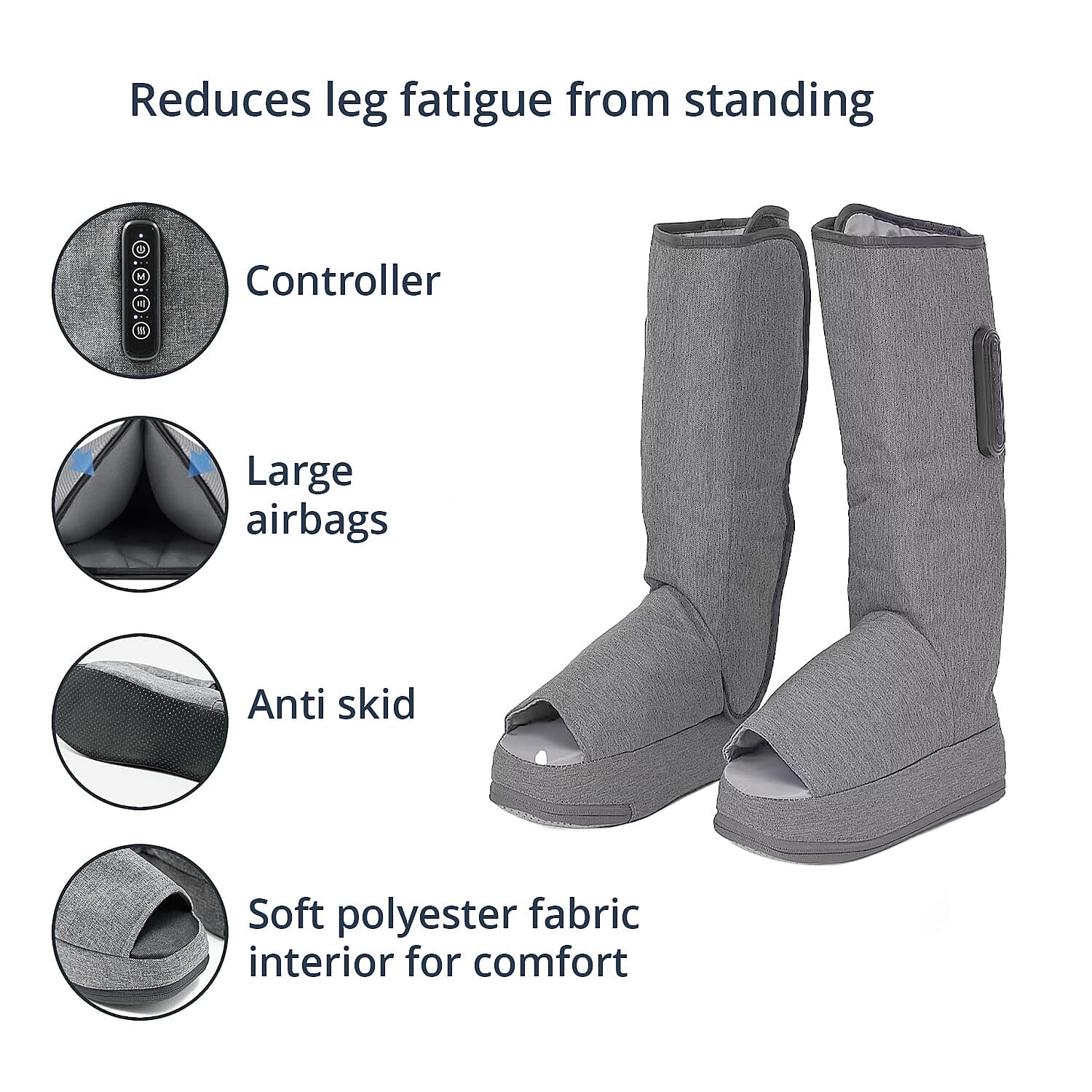 Air Compression Boots with Heating with 2000mAh USB Rechargeable Battery (11.4“x4.3“x18“)