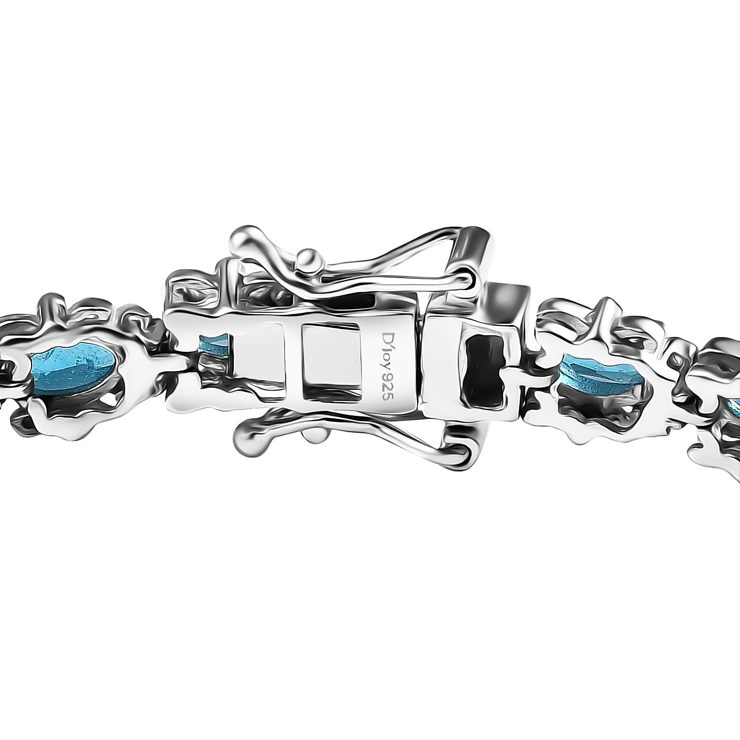D'Joy Malgache Neon Apatite and Moissanite 7.00 ctw Marine Blossom Bracelet in 18K Vermeil YG and Rhodium Over Sterling Silver (7.25 In)