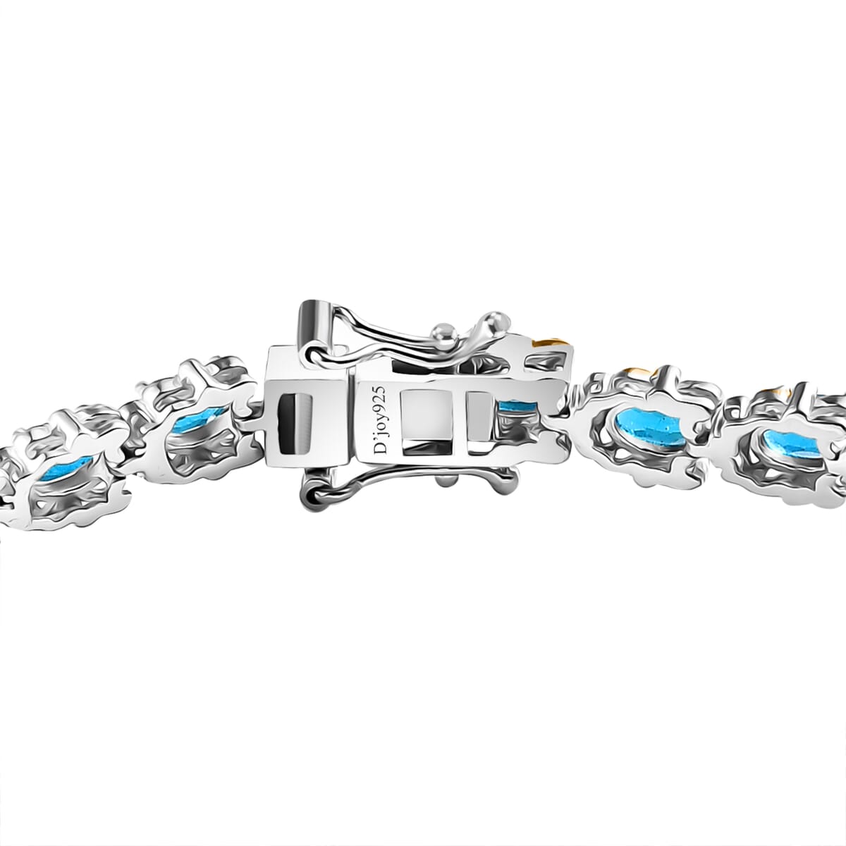 D'Joy Malgache Neon Apatite and Moissanite 6.25 ctw Marine Blossom Bracelet in 18K Vermeil YG and Rhodium Over Sterling Silver (6.50 In) image number 2