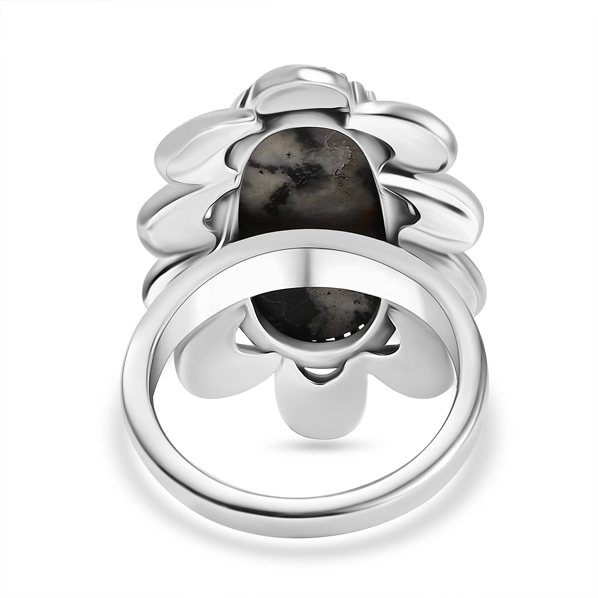 D'Joy Artisan Crafted White Buffalo 8.50 ctw Floral Ring in Sterling Silver (Size 10.0)
