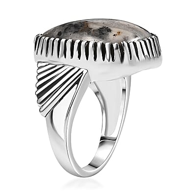 D'Joy Artisan Crafted White Buffalo 12.90 ctw Fancy Ring in Sterling Silver (Size 6.0)