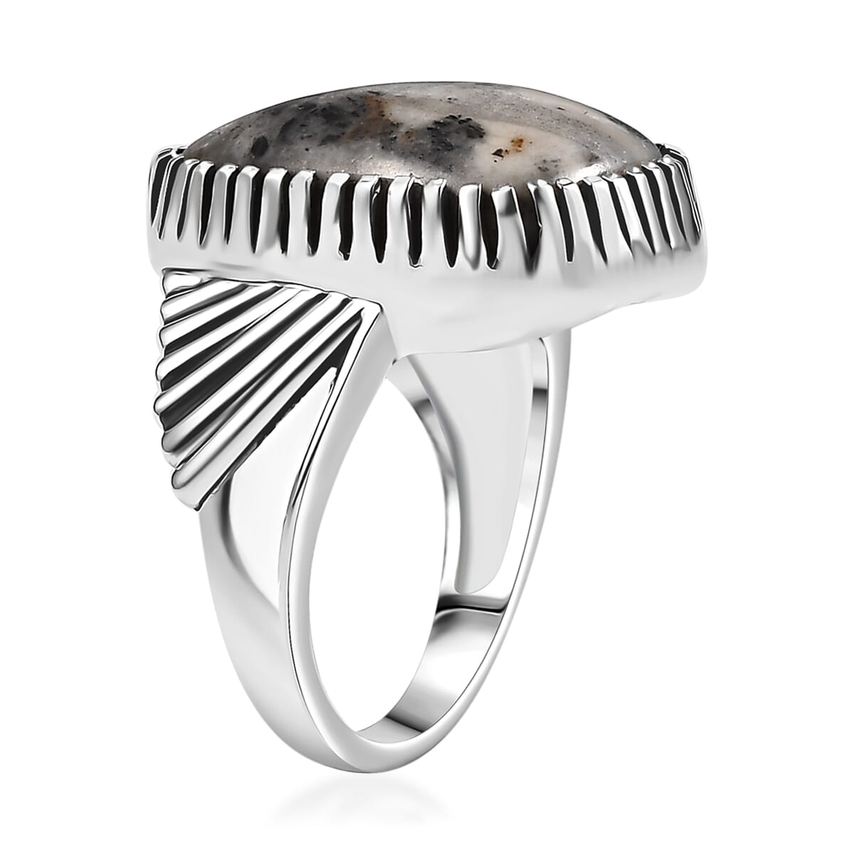 D'Joy Artisan Crafted White Buffalo 12.90 ctw Fancy Ring in Sterling Silver (Size 8.0) image number 3