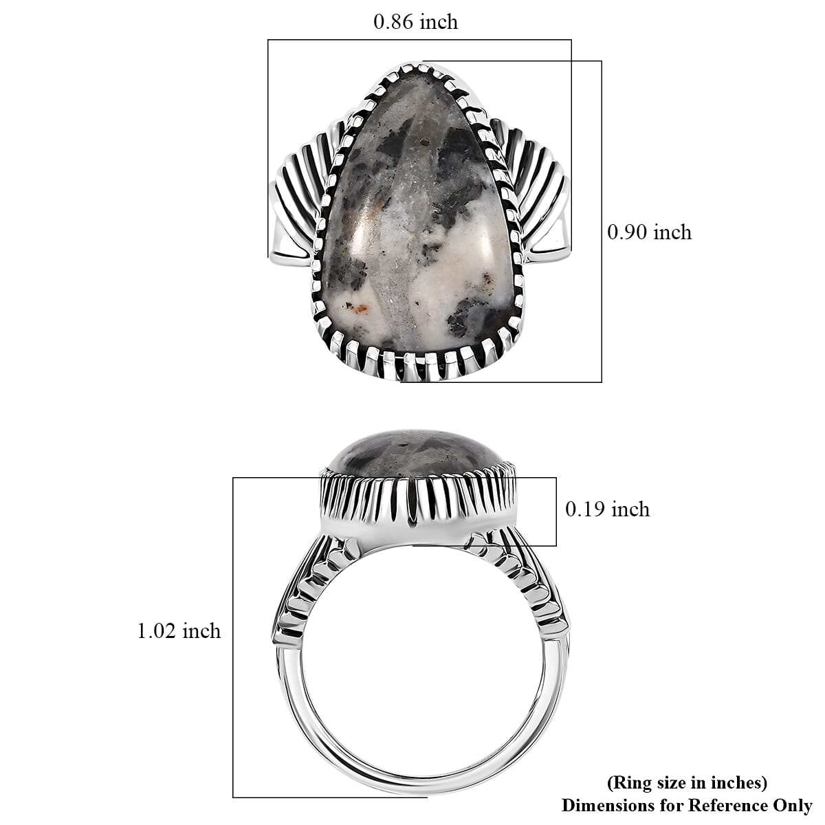 D'Joy Artisan Crafted White Buffalo 12.90 ctw Fancy Ring in Sterling Silver (Size 8.0) image number 5