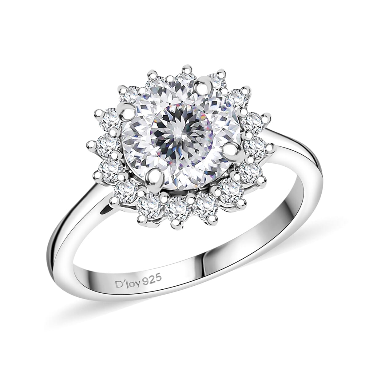 D'Joy 120 Facet Moissanite 2.30 ctw Solitaire Ring in Rhodium Over Sterling Silver (Size 5.0) image number 0