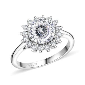 D'Joy 120 Facet Moissanite 2.30 ctw Solitaire Ring in Rhodium Over Sterling Silver (Size 5.0)