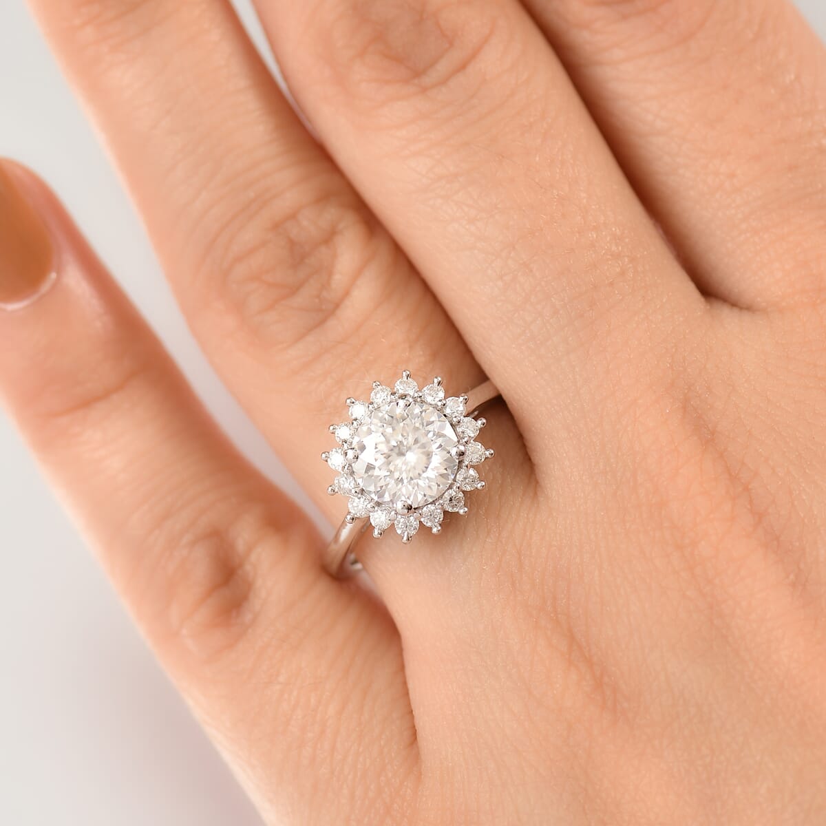 D'Joy 120 Facet Moissanite 2.30 ctw Solitaire Ring in Rhodium Over Sterling Silver (Size 5.0) image number 2