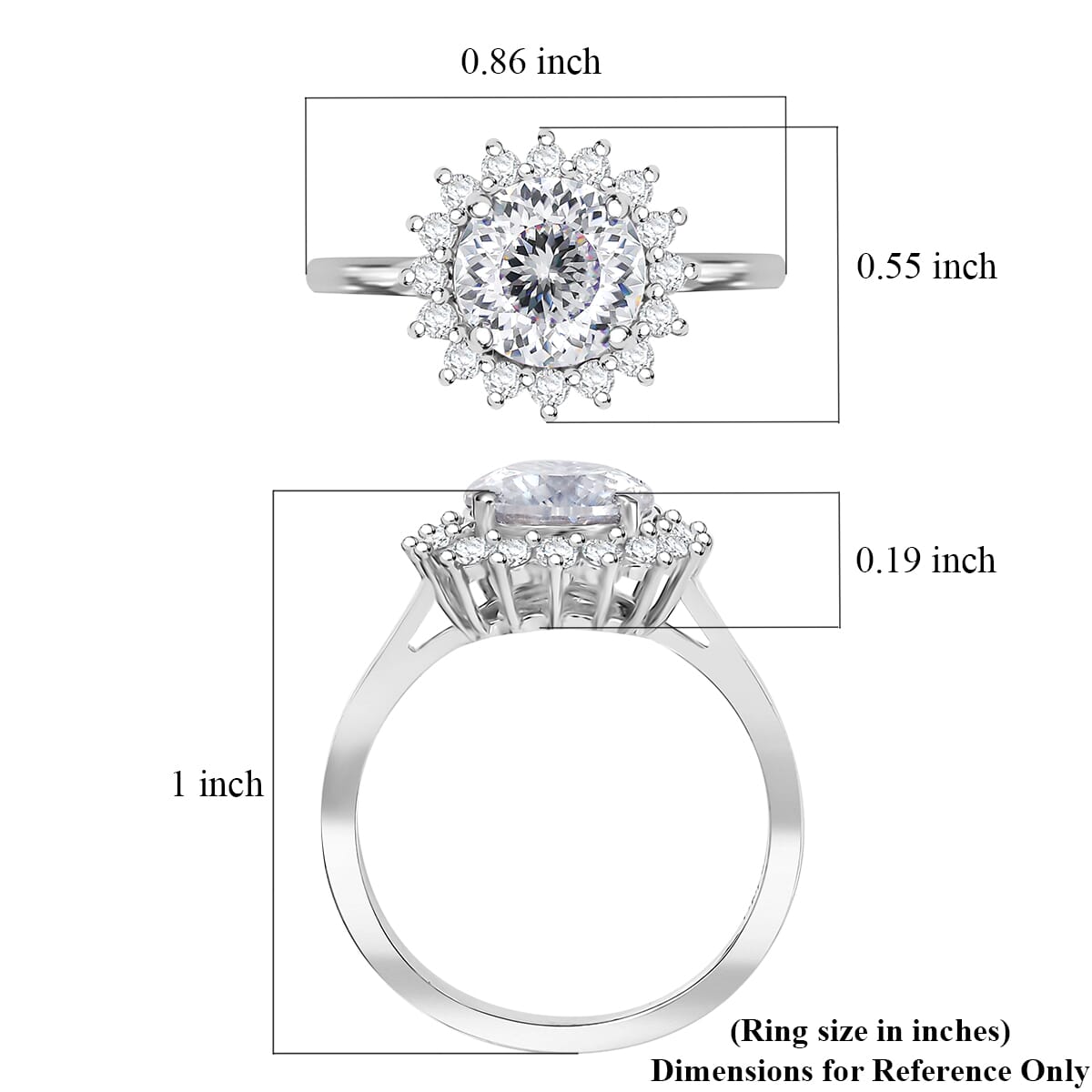 D'Joy 120 Facet Moissanite 2.30 ctw Solitaire Ring in Rhodium Over Sterling Silver (Size 5.0) image number 5