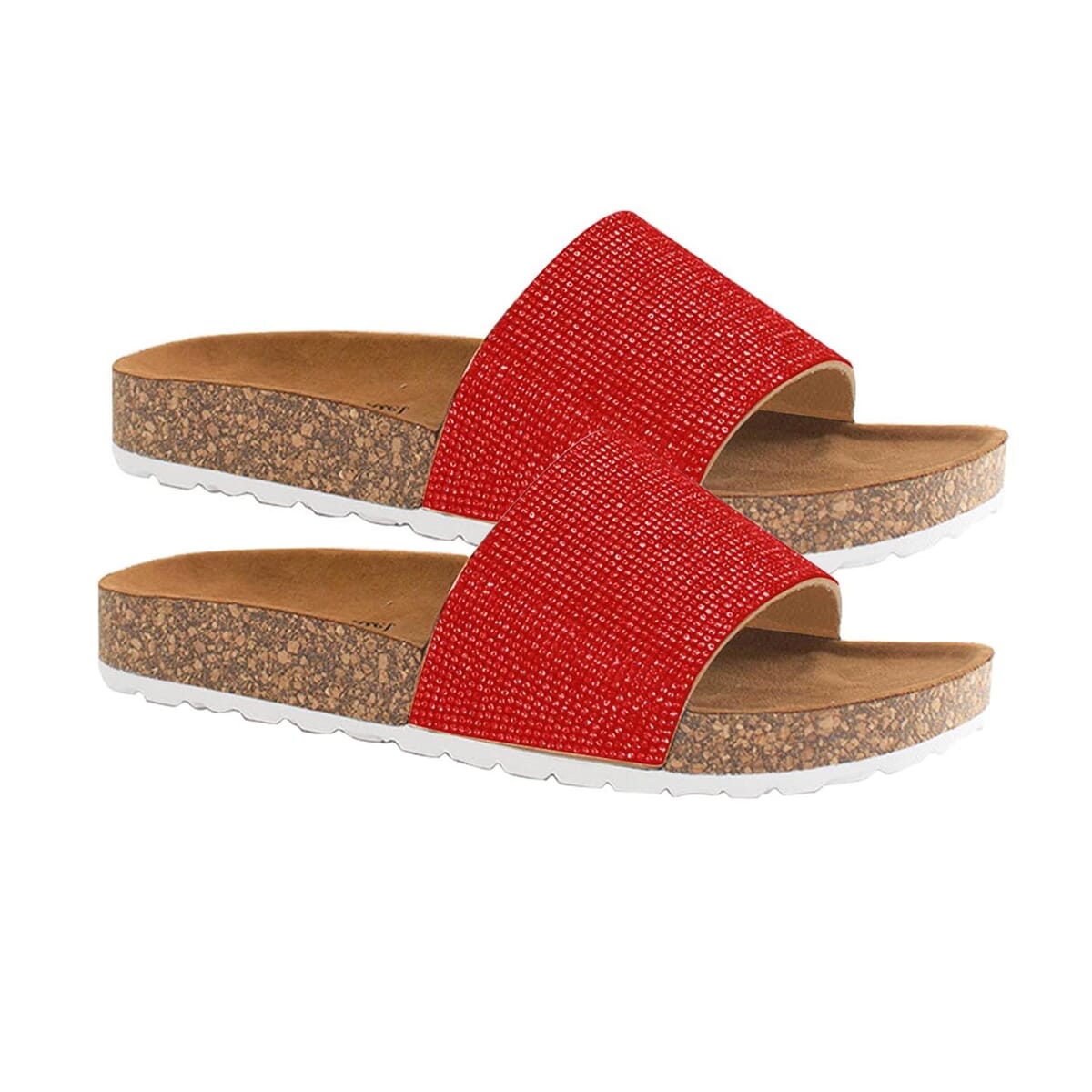 Alexis Bendel Red Kylie Rhinestone Slide Sandal with Cork Sole - Size 8.5 image number 0