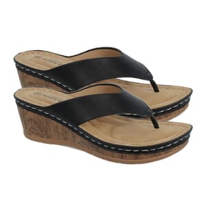 Alexis Bendel Black Julia Wedge Cushion Footbed Sandal - Size 7.5