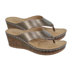 Alexis Bendel Pewter Julia Wedge Cushion Footbed Sandal - Size 7.5