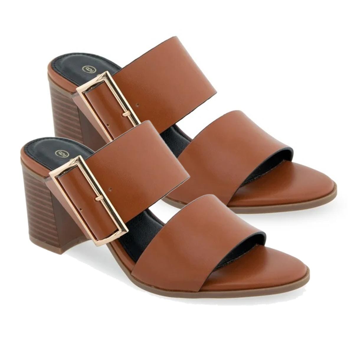 Olivia & Kate Cognac Francesa Buckle Heeled Sandal - Size 6 image number 0