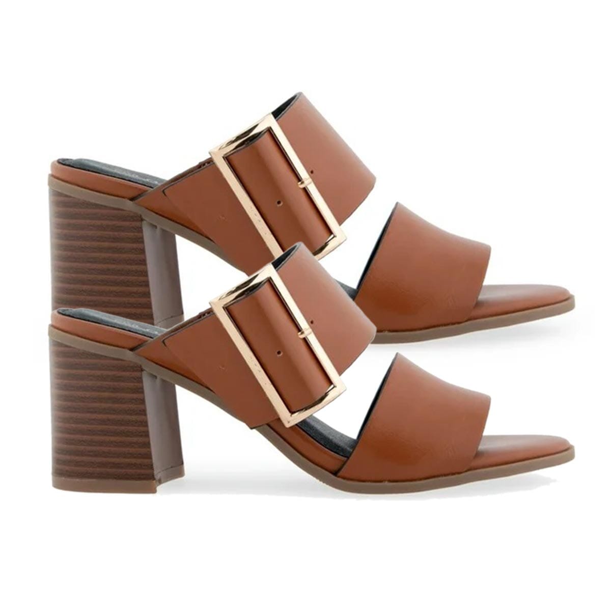 Olivia & Kate Cognac Francesa Buckle Heeled Sandal - Size 6 image number 1