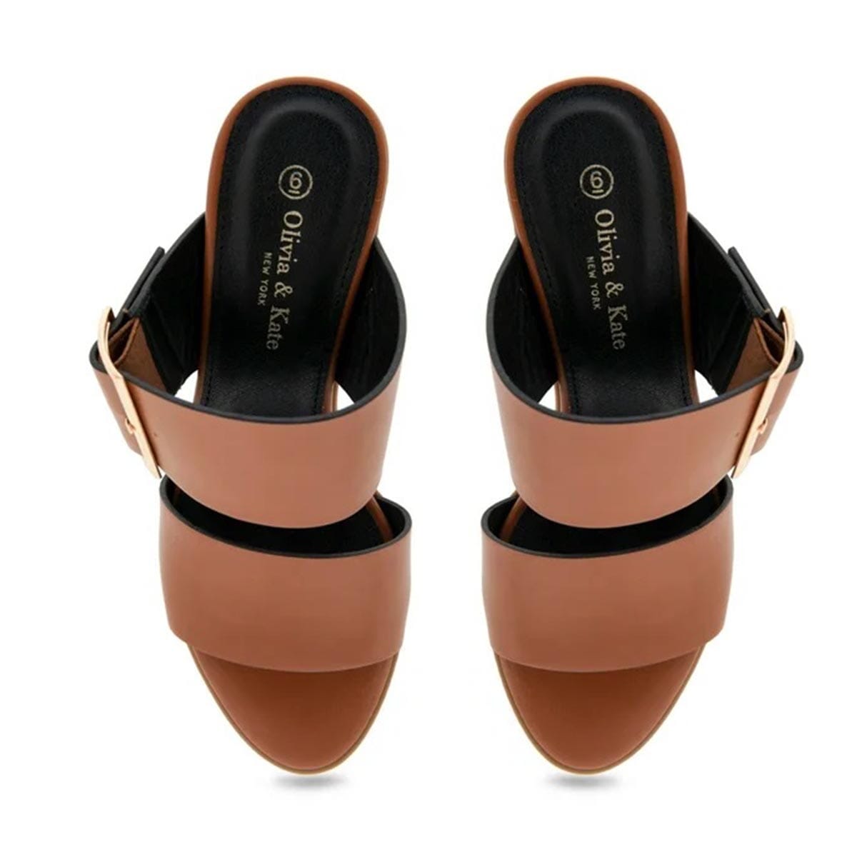Olivia & Kate Cognac Francesa Buckle Heeled Sandal - Size 6 image number 3