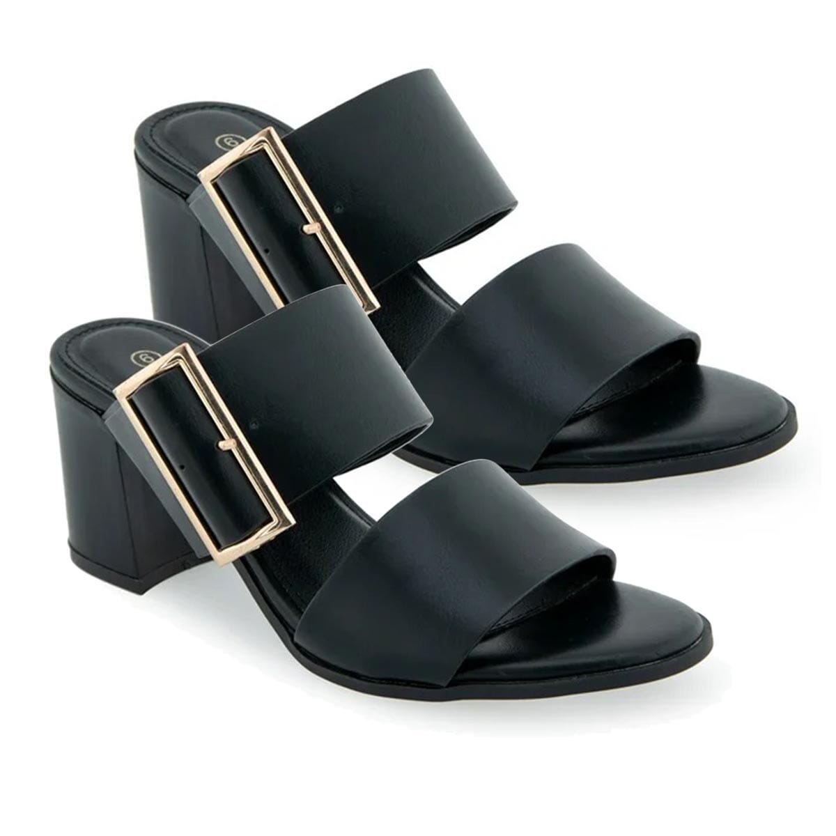 Olivia & Kate Black Francesa Buckle Heeled Sandal - Size 7.0 image number 0