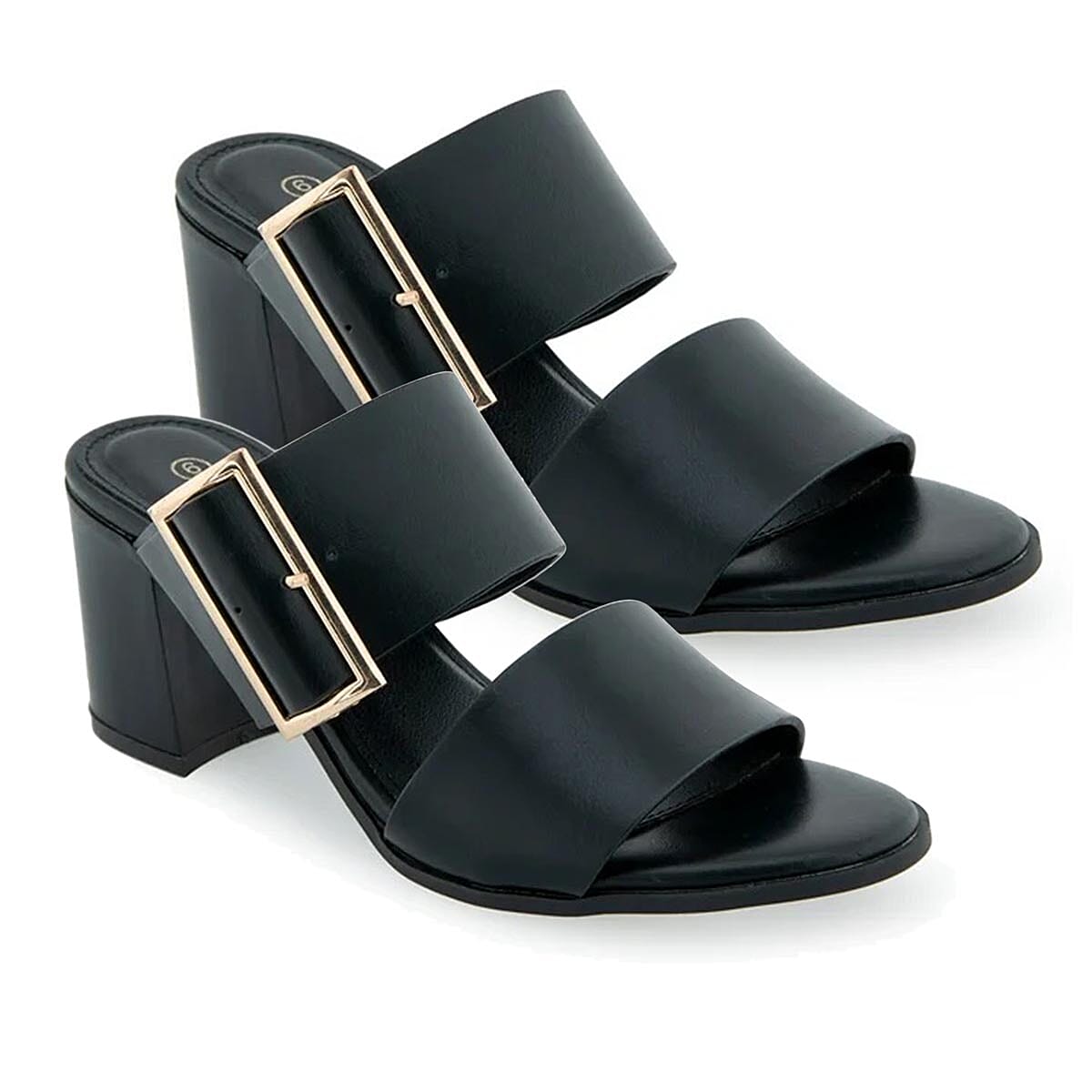 Olivia & Kate Black Francesa Buckle Heeled Sandal - Size 7.5 image number 0